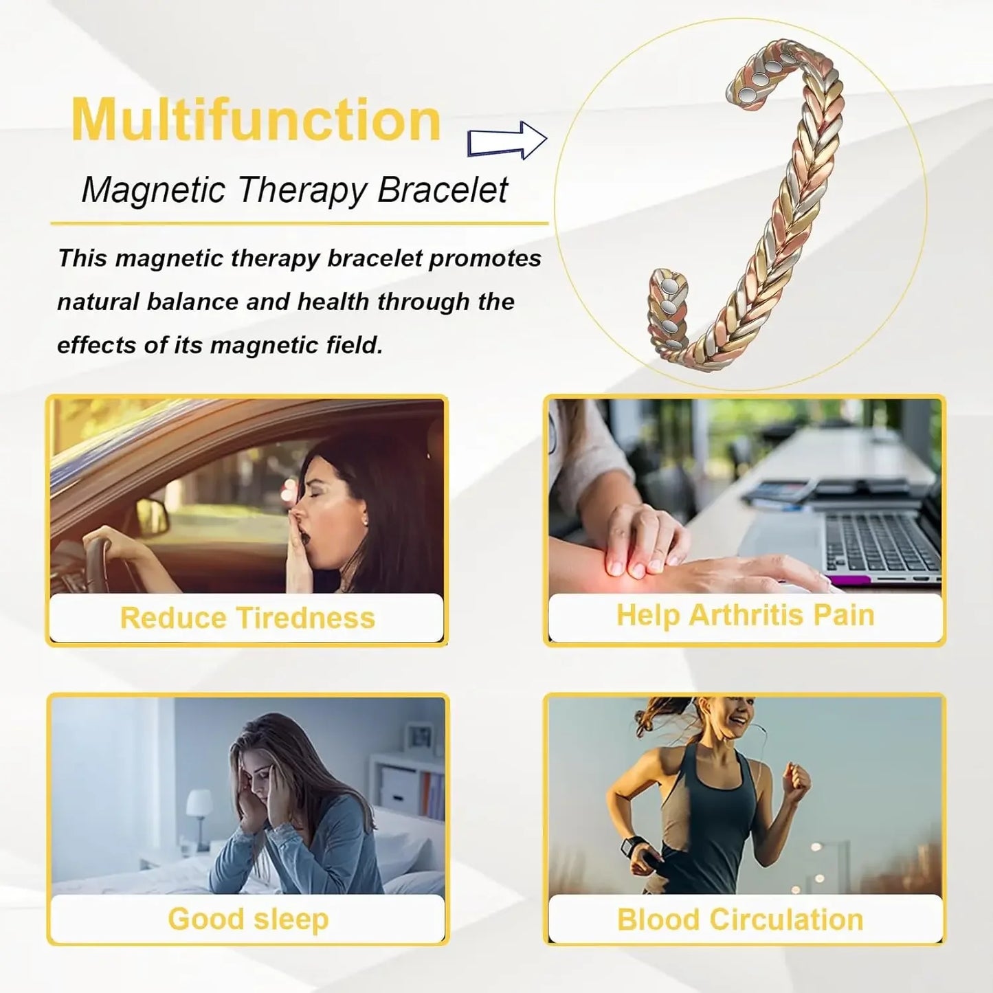 ARADOO Pure Copper Bracelets for Women 3500 Gauss Magnetic Therapy Braided Cuff