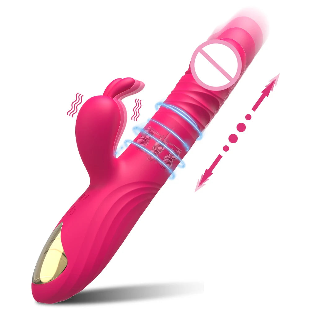 Thrusting Rabbit Vibrator for Women Go and Come G-Spot Dildo Vibrator Clitoris Stimulator Female Masturbation Sex Toy for Women