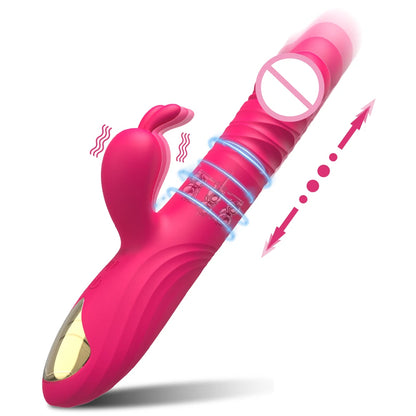 Thrusting Rabbit Vibrator for Women Go and Come G-Spot Dildo Vibrator Clitoris Stimulator Female Masturbation Sex Toy for Women