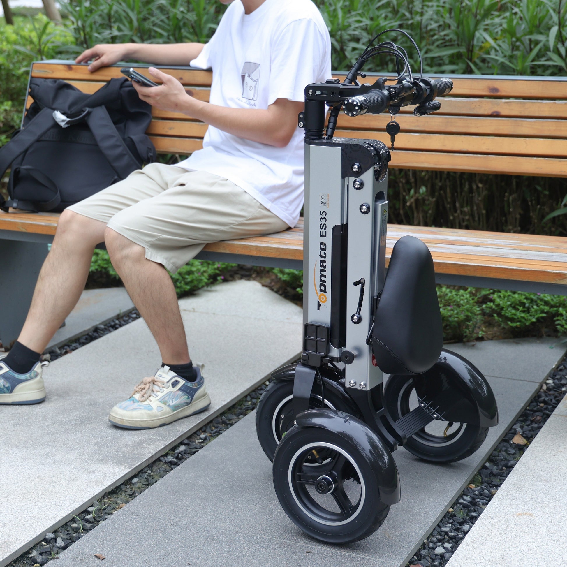 Topmate 10-inch 3 Wheel Foldable Mobility Scooter with Seat 36V