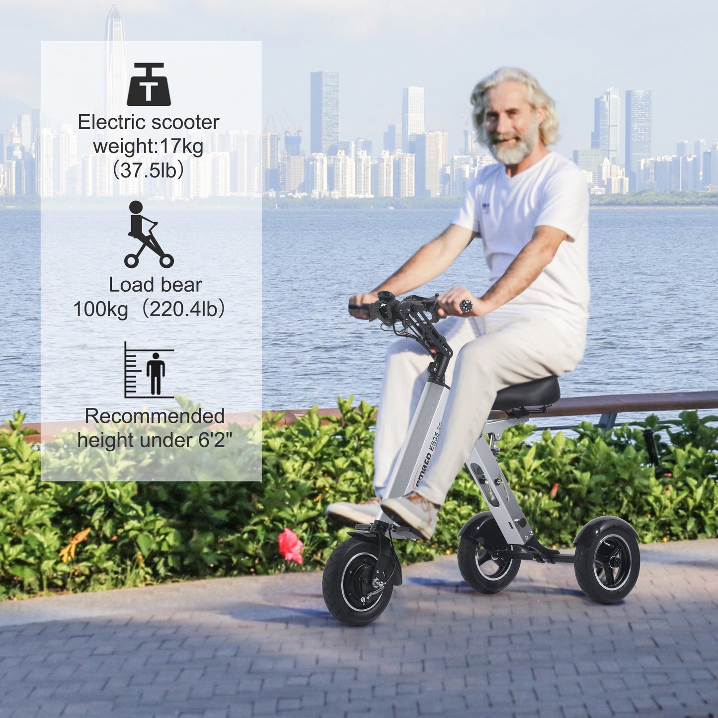 Topmate 10-inch 3 Wheel Foldable Mobility Scooter with Seat 36V