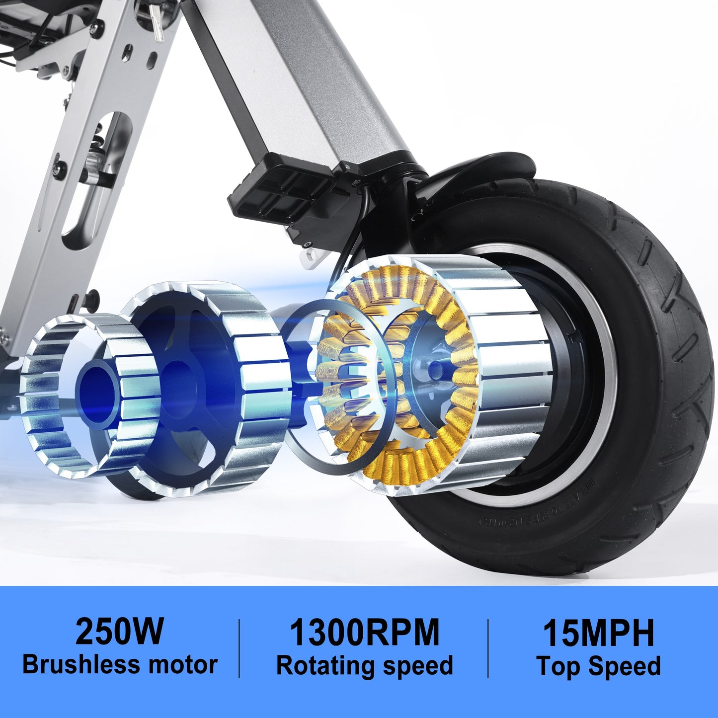 Topmate 10-inch 3 Wheel Foldable Mobility Scooter with Seat 36V