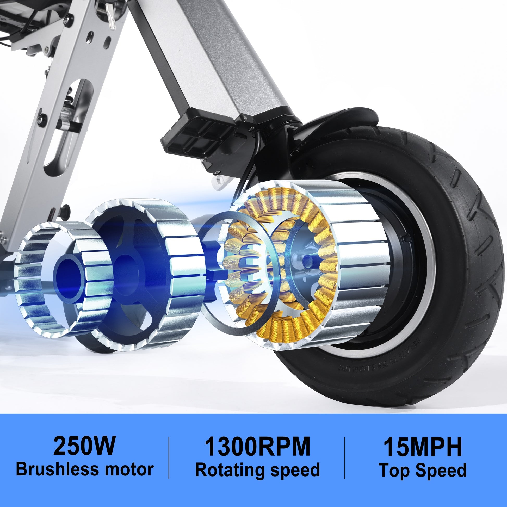 Topmate 10-inch 3 Wheel Foldable Mobility Scooter with Seat 36V
