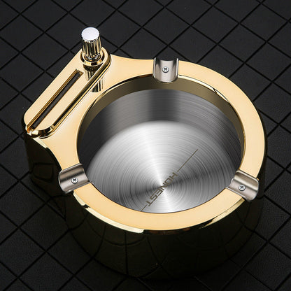 Fancy Metal Ashtray Set with Permanent Match Lighter