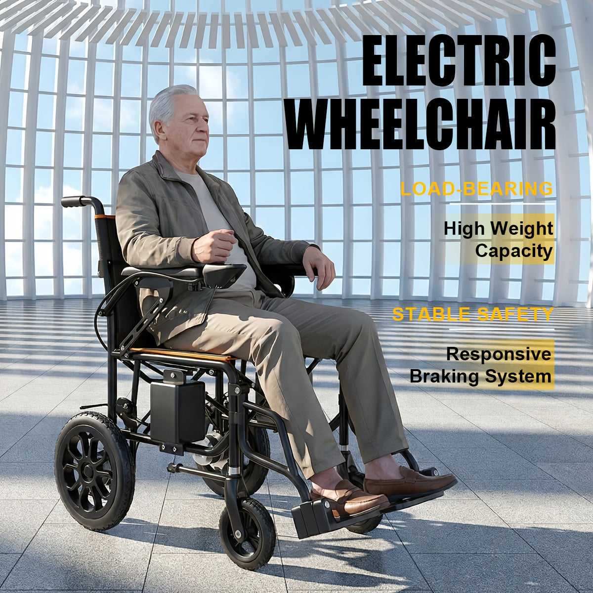 Adult Electric Wheelchair & Mobility Scooter - Lightweight Foldable Suitable for Seniors with 360° Joystick Control, Left/Right Hand Operation, All-Terrain Power Chair, Compact Device for / Use ( -)