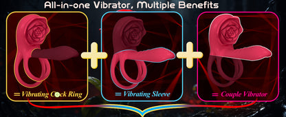 Rose Penis Ring Vibrator Female G-spot Clitoral Stimulation Male Ejaculation Delay Silicone CockRing Adult Sex Toy for Couples