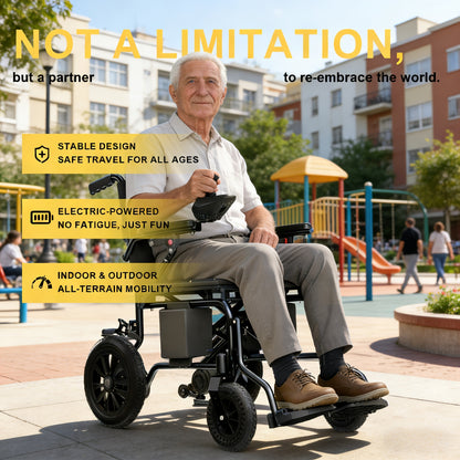 Adult Electric Wheelchair & Mobility Scooter - Lightweight Foldable Suitable for Seniors with 360° Joystick Control, Left/Right Hand Operation, All-Terrain Power Chair, Compact Device for / Use ( -)