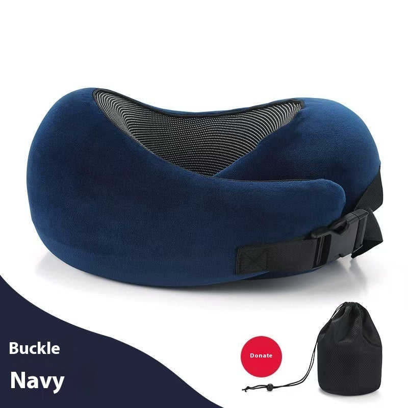 Memory Foam Travel Neck Pillow – 360° Support for Plane, Car & Office | Velcro & Buckle Styles