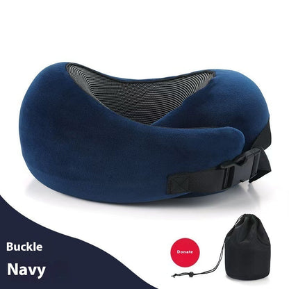 Memory Foam Travel Neck Pillow – 360° Support for Plane, Car & Office | Velcro & Buckle Styles