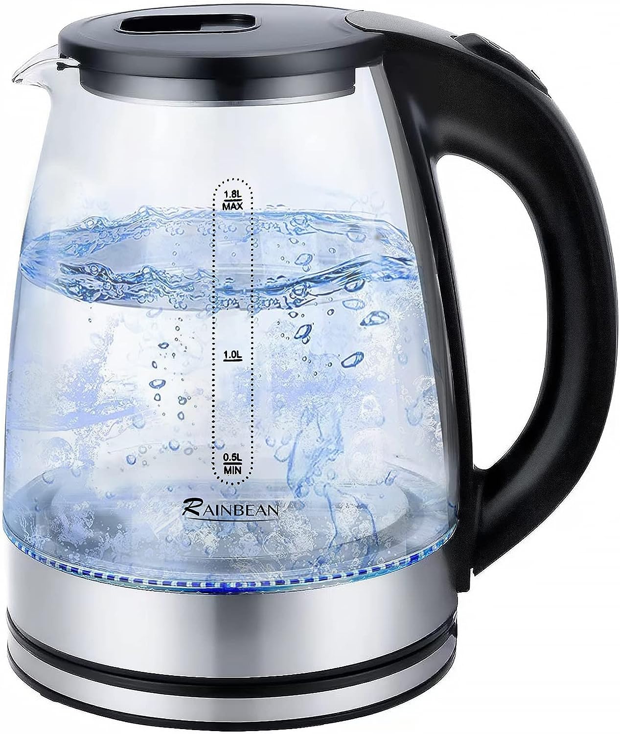 Modern Black Glass Hot Water Boiler with Wide Opening