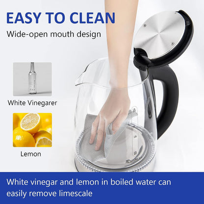 Modern Black Glass Hot Water Boiler with Wide Opening