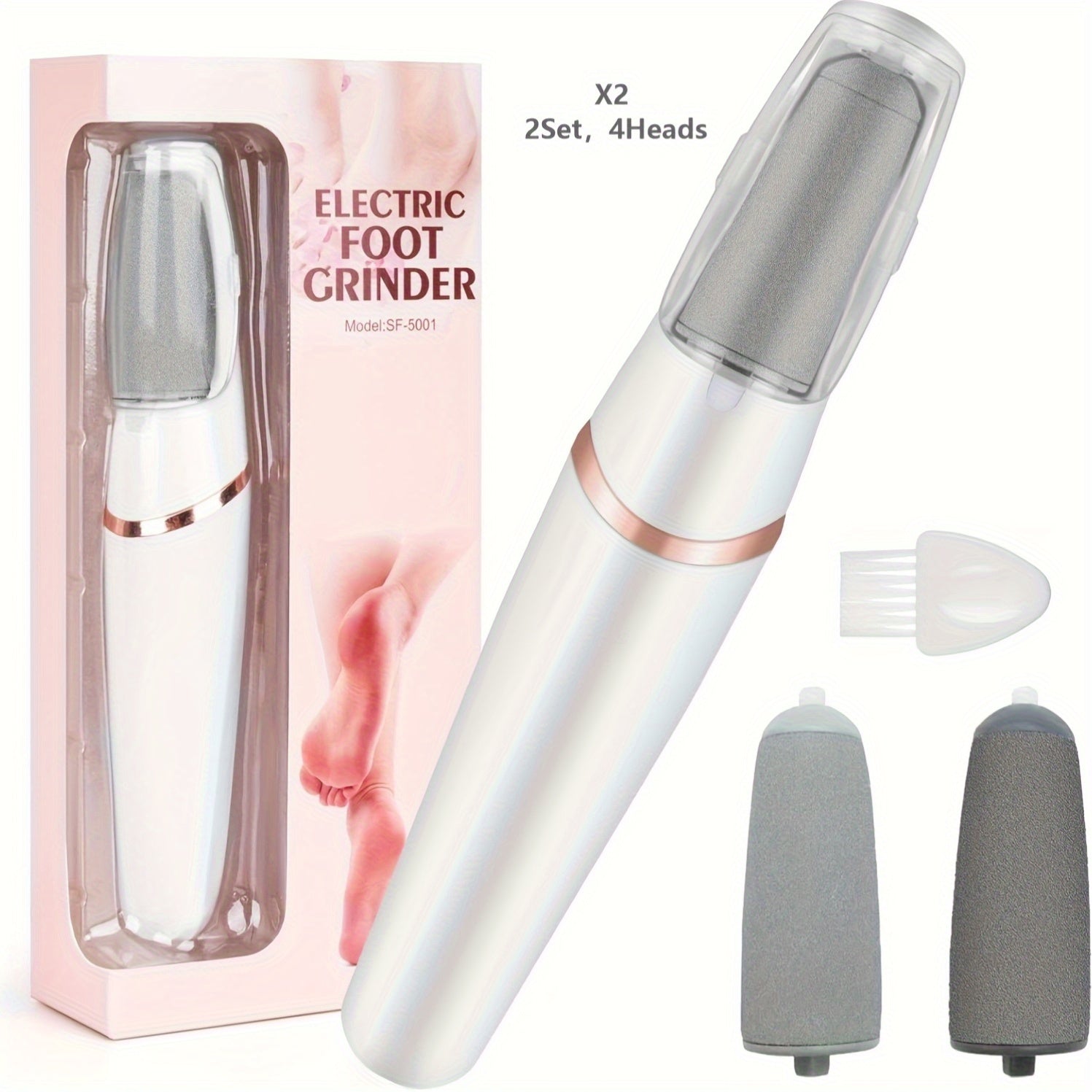 Electric Foot File Callus Remover 2Set 4 Heads 1Set 2 Heads Dual Speed Automatic Light