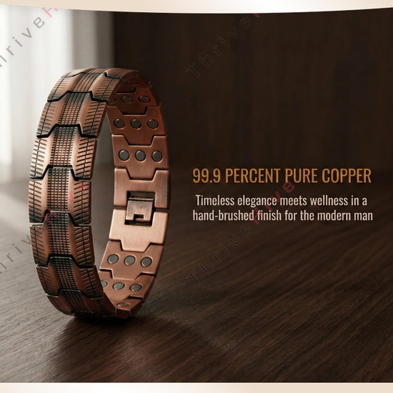 Mens 99 Copper Magnetic Bracelet Set7pc   3500 Gauss Therapy Jewelry