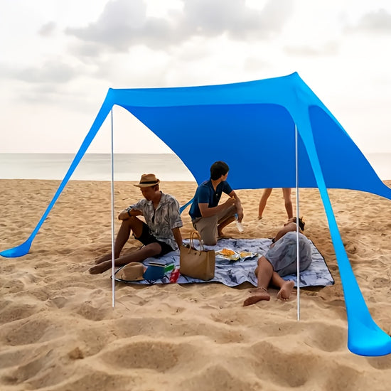 Large PopUp Beach Tent Sun Shelter for 46 Adults  Vibrant Blue