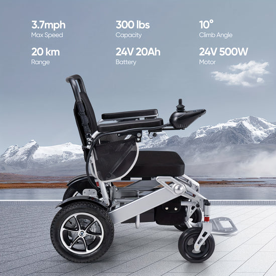 Electric Wheelchair For Adults Foldable Wheelchair Electric For Seniors 330lbs Capacity Lightweight Wheelchairs Electric 20KM Long Range 500W Dual Motors All Terrain Power Wheelchair For Travel