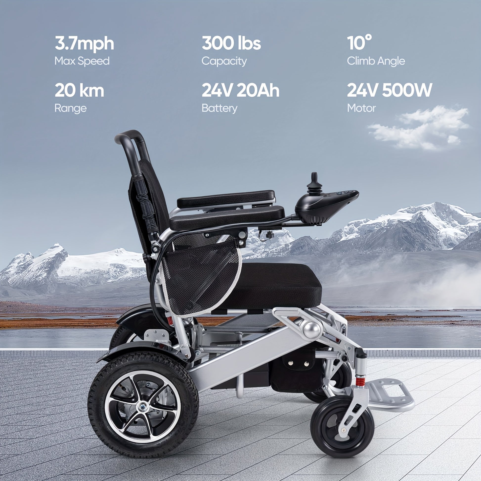Electric Wheelchair For Adults Foldable Wheelchair Electric For Seniors 330lbs Capacity Lightweight Wheelchairs Electric 20KM Long Range 500W Dual Motors All Terrain Power Wheelchair For Travel