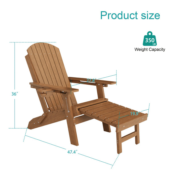 HeavyDuty Folding Adirondack Chair with Ottoman  AllWeather HDPE Outdoor Furniture