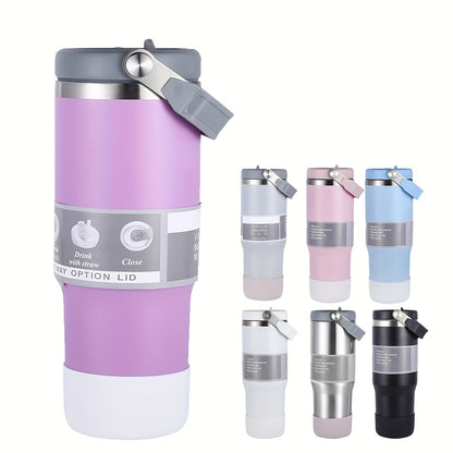 A 30ounce Stainless Steel Travel Cup With A Handle Straw And Lid Featuring A Doublelayer Vacuum Insulation Design Suitable For Fitness Office And Outdoor Activities Durable Structure Ideal For Fitness Enthusiasts
