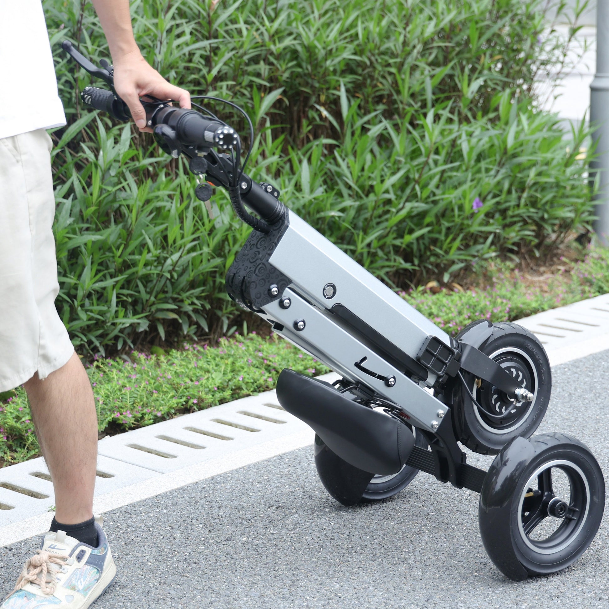 10inch 3Wheel Foldable Electric Mobility Scooter with Adult Seat  36V Battery  Reverse