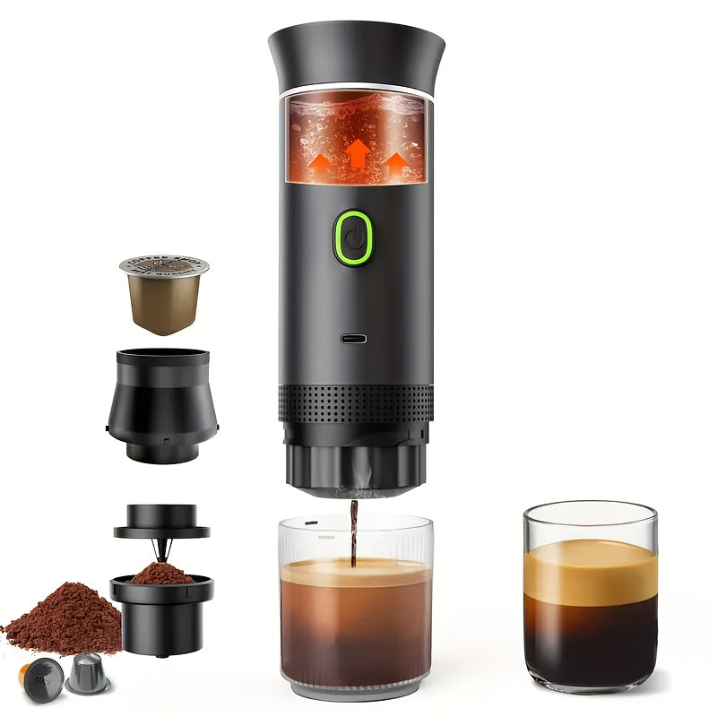 Multifunctional Portable Electric Espresso Machine USBC Rechargeable 3in1 Coffee Machine Compatible With NS DG Capsule And Ground Coffee Minimalist Operation Office Home Outdoor Coffee Freedom So That Exquisite Life Within Reach