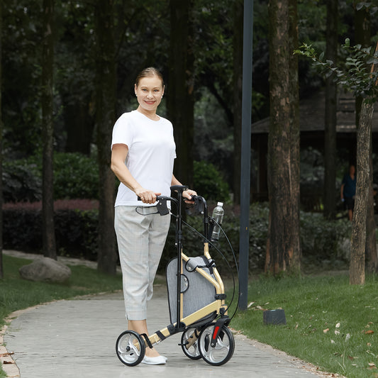 UltraLightweight 3Wheel Rollator Walker for Seniors  Foldable Aluminum Mobility Aid with 10 Big Wheels