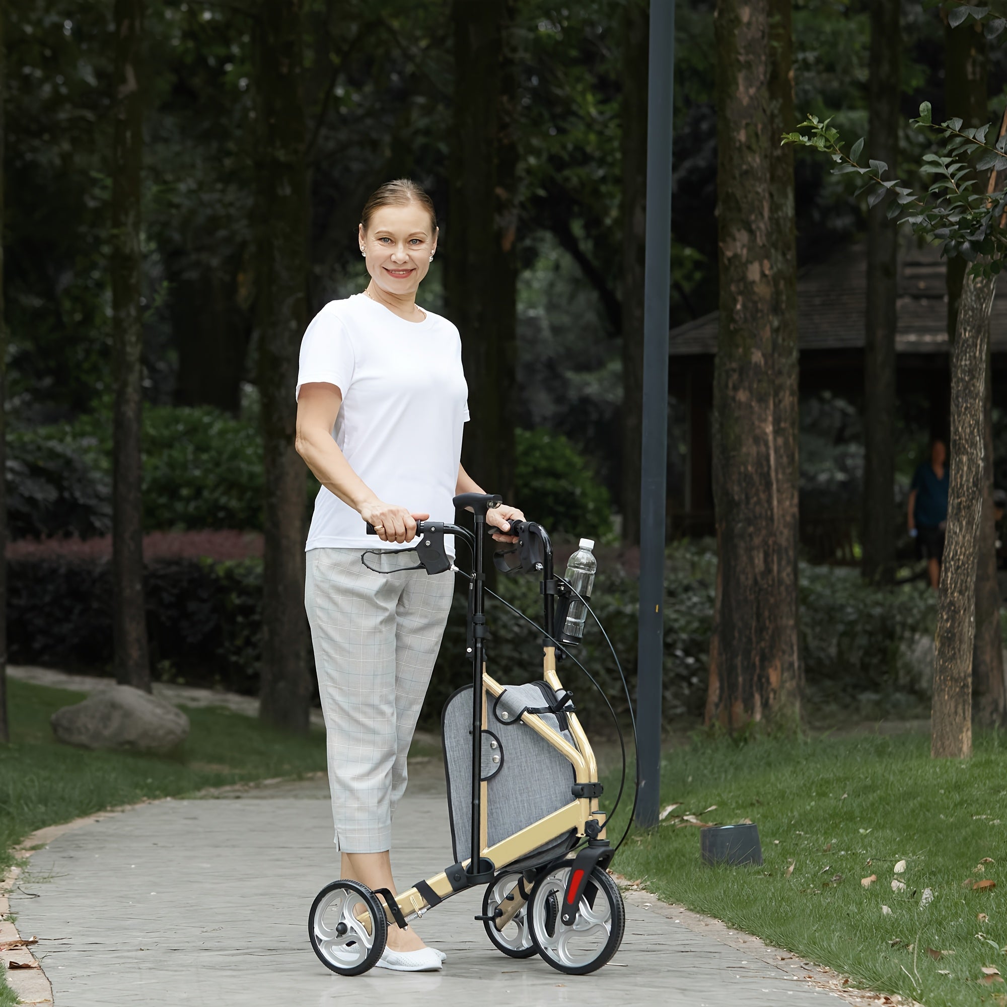 UltraLightweight 3Wheel Rollator Walker for Seniors  Foldable Aluminum Mobility Aid with 10 Big Wheels