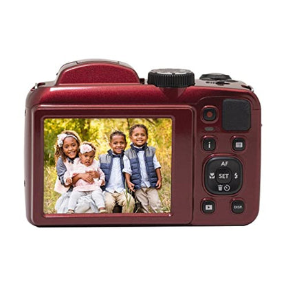 KODAK PIXPRO AZ255-RD 16MP Digital Camera 25X Optical Zoom 24mm Wide Angle Lens Optical Image Stabilization 1080P Full HD Video 3" LCD Vlogging Camera (Red)