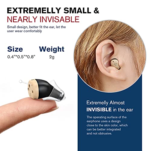 Hearing Aids, iBstone K17 Rechargeable Hearing Aids to Assist Hearing for Seniors & Adults, Mini Completely-in-Canal Digital Hearing Devices with Noise Cancellation, OTC, Pair (Blue & Red)