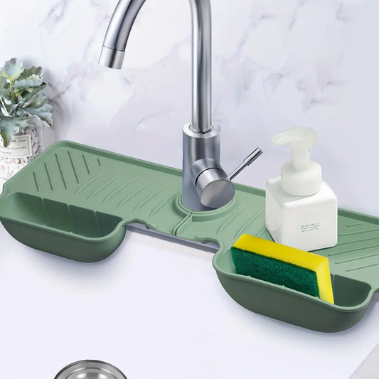 Silicone Sink Splash Guard Waterproof And Mildew-Proof Mat Draining Organization Plate For Kitchen Sink Storage